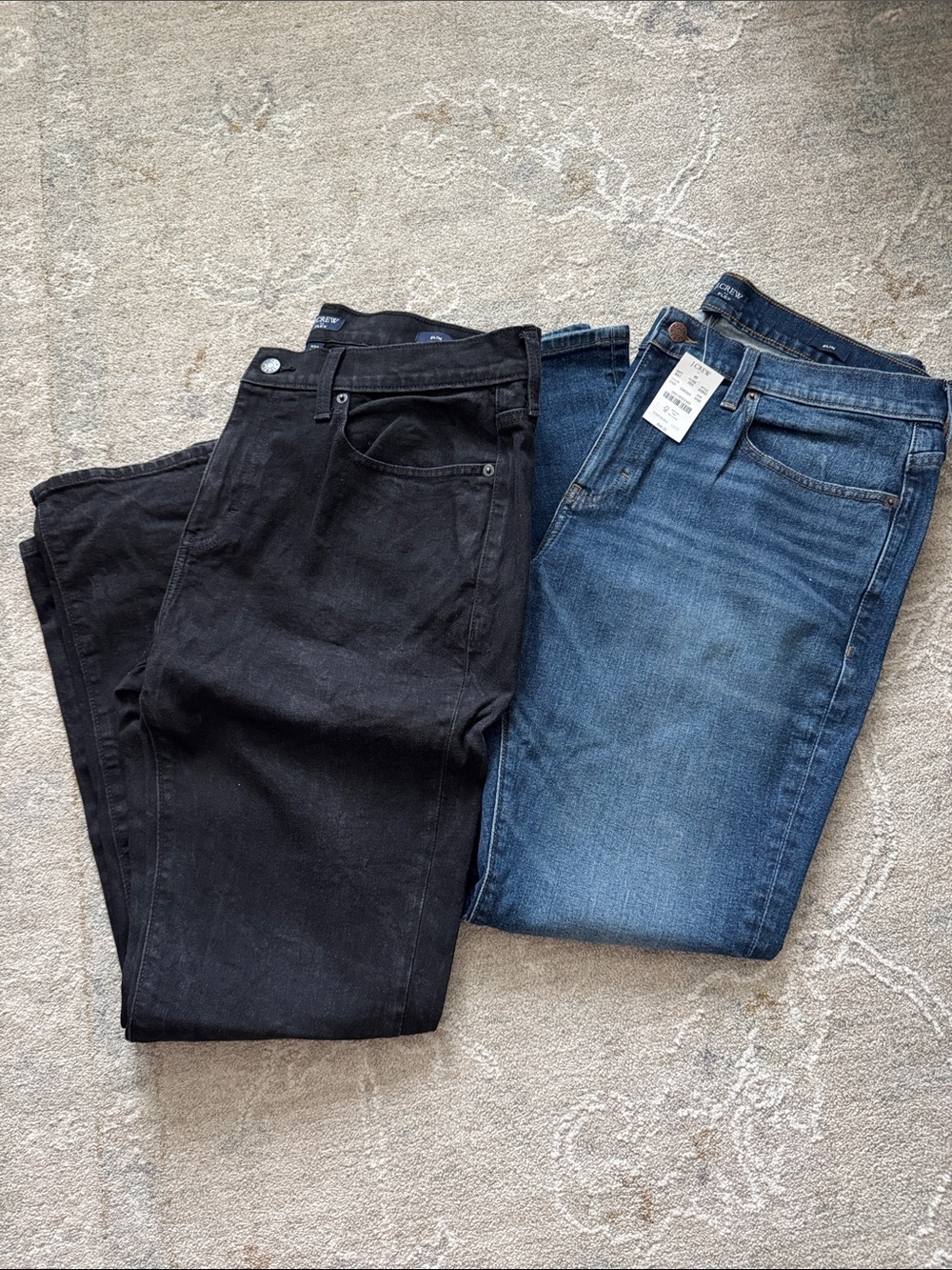 J. Crew Flex Slim Straight Jeans in Black and Blue Denim